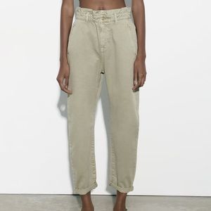 Brand new without tags Zara Paperbag Pants size 10 - in colour sage